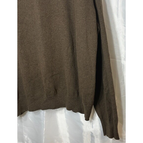 Chaps Sweater Mens XXL Brown V Neck Cashmere Cotton Smooth Long SL Logo Pullover - Picture 6 of 14